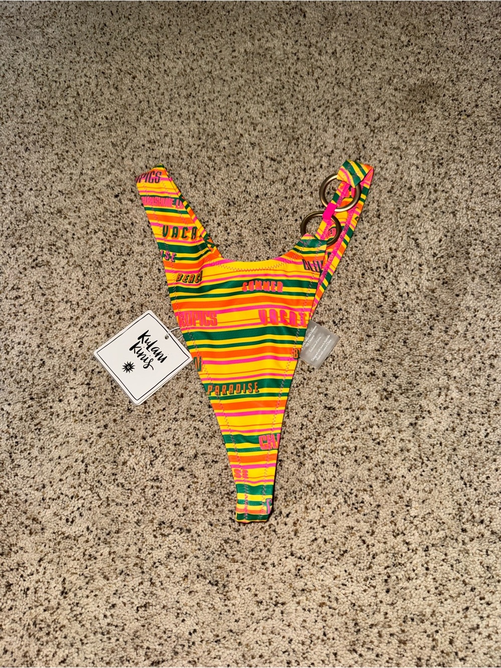 Kulani Kinis Yellow Green Pink Striped Bikini Bottom